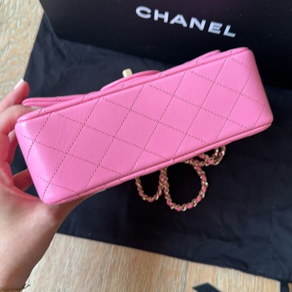CHANEL 23P Pink Mini Flap Bag Top Handle Gold Hardware - Picture 6 of 11